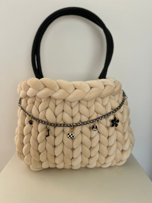 Champagne Velvet Chunky Bag